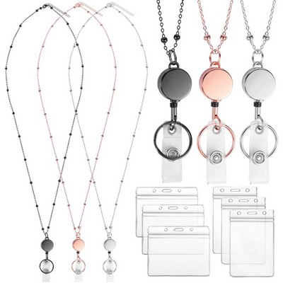 Expandable Steel Lanyard with Crystal ID Case